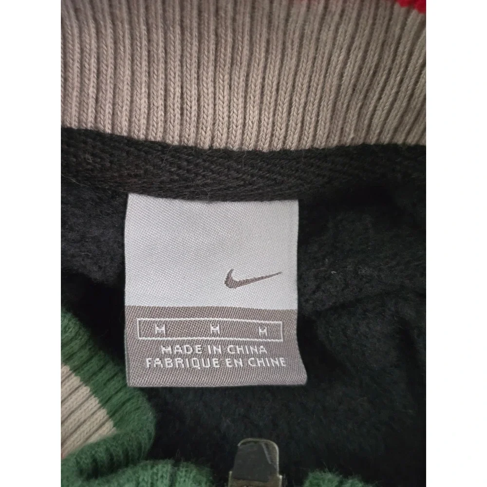 Nike Mens vintage Full Zip Fleece Track Jacket Black Striped Ribbed Collar M